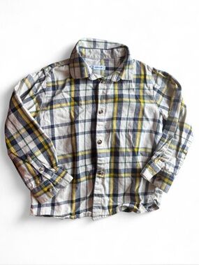 Mayoral Boys Size 3 Plaid Button Down Long Sleeve Shirt